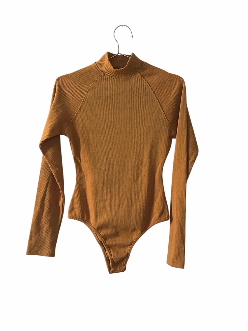 Nasty Gal "Everything's Better Ribbed High Neck Bodysuit - Mustard